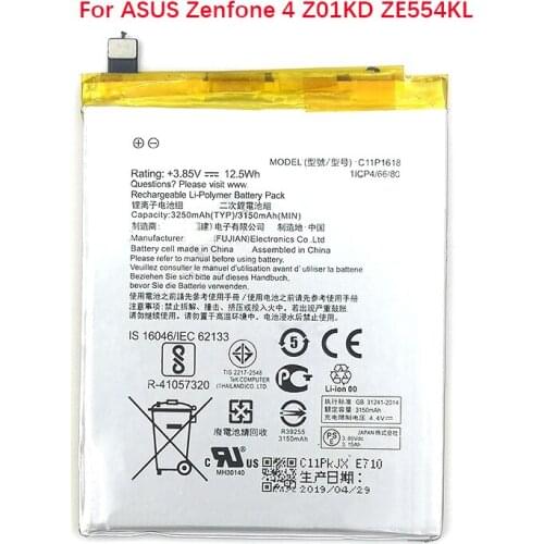 In stock 3250mAh C11P1618 Battery For ASUS Zenfone 4 Z01KD ZE554KL Phone Latest Production High Quality Battery Home delivery