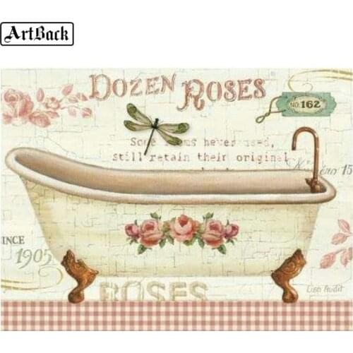 Diamond Mosaic Bathroom Icon Landscape 5d Diamond Painting Full Square Diamond Embroidery Sewing Crafts Home Decor