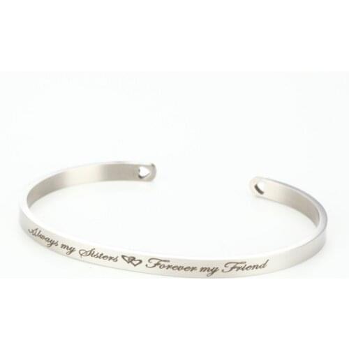 BFF Bracelet Cuff,Message Bangle Always my sisters Forever my Friend Stainless Steel Bracelets Wholesale