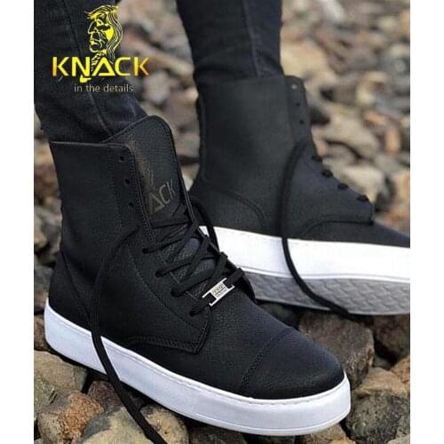 Knack Winter Men 'S Boots Black Leather Men Ankle Boots Casual Hiking Water-Resistant Anti-Odor Male Shoes 40-44 Size