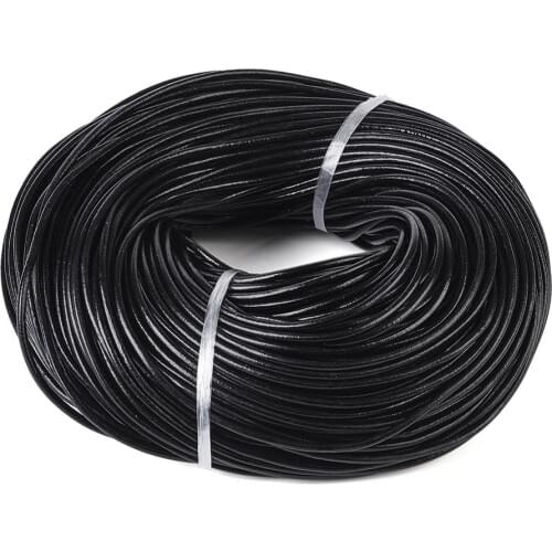 100m/Bundle Black 3mm Round Cowhide Leather Cord For Jewelry Making Findings String DIY Bracelets Necklaces Wholesale