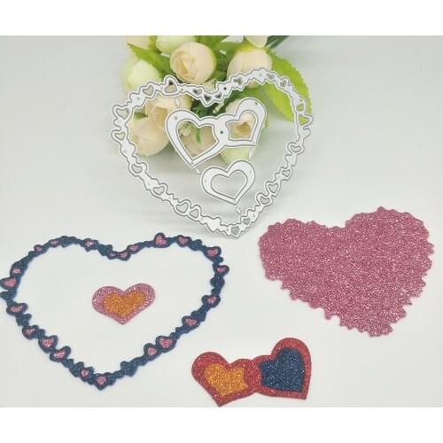 Heart-shaped garland, chain heart-shaped metal cutting die, scrapbook, photo album, greeting card, DIY decoration, handmade art