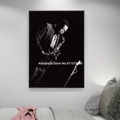 John Coltrane Poster Playing The Saxophone Jazz Musician Canvas Painting Poster Bar Bedroom Living Sofa Wall Art Home Decor
