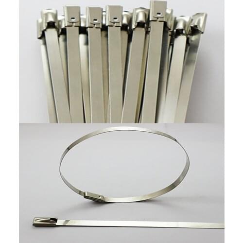 25pcs 4.6x100/150/200/260/300/350/400 to 700mm Stainless Steel Cable Ties Locking Metal Zip-Exhaust Wrap Coated Multi-Purpose