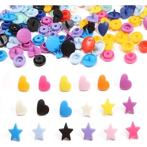 10Sets KAM Buttons T5 Plastic Snap Button 12MM Star/Heart Shape Sanp Fasteners For Baby Clothes Clips Garment Accessories Button