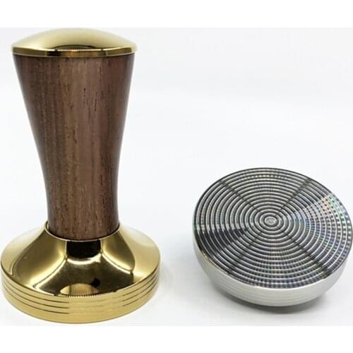 Coffee Tamper Solid wooden Handle 58.5/58mm Coffee Powder Hammer 304 Stainless Steel Thread Base Barista Coffee Accessories