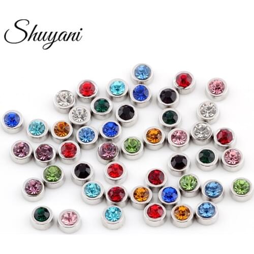 20Pcs Mix Color Round Birthday Stone Floating Locket Charms for Glass Living Memory Locket Pendant Accessory Women