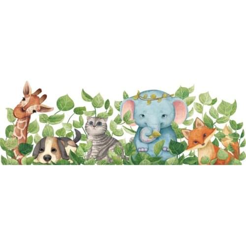 Cute Cartoon Cat Fox Elephant Cute Animal Wall Sticker for Kids Rooms Wall Decoration Kindergarten Baby Room Home Decor