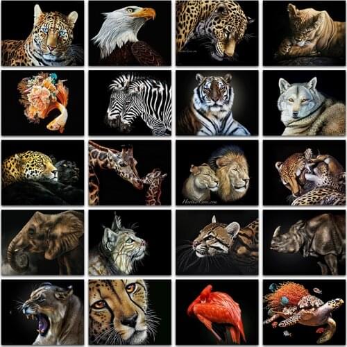 5D DIY Diamond Painting Kit dark animal horse Cat lion tiger Wolf giraffe Full Square&Round embroidery mosaic Cross stitch Paint