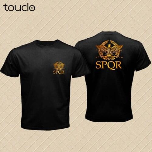 2019 New 100% Cotton Men Plus Size Senatus Populus Que Romanus Spqr Gold Eagle Rome Logo Retro Brand Clothing Shirt