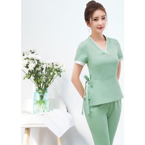 2020 New Beauty uniforms korean Spa Salon Beautician Clothing Nail Massage Therapist Uniform Top Quality massage clothing