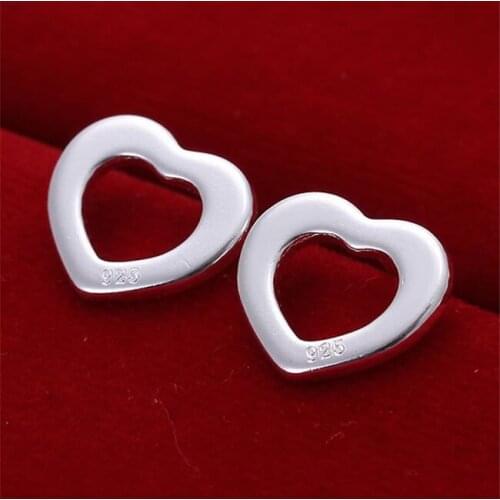 Wholesale High Quality Jewelry Jewelry Silver Color Fashion Flat Hollow Heart Earrings For Women Best Gift SMTE109 /ERFDGHR
