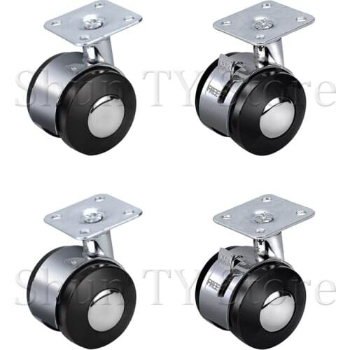 2 Pcs 1.5/2 Inch Zinc Alloy Swivel Plate Caster Wheels Heavy Duty Caster With Top Plate Nylon Wheels For Coffee Table Furniture