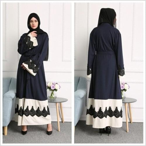 Ramadan Eid Kimono Lace Embroidery Robes Cardigan Musulmane Turkish Abaya Muslim Cardigan Robes Arab Worship Service F2875