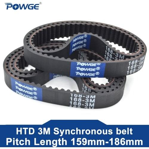POWGE Arc HTD 3M Timing belt C= 168 171 174 177 width 6/9/15mm Teeth 56 57 58 59 HTD3M synchronous 168-3M 171-3M 174-3M 177-3M