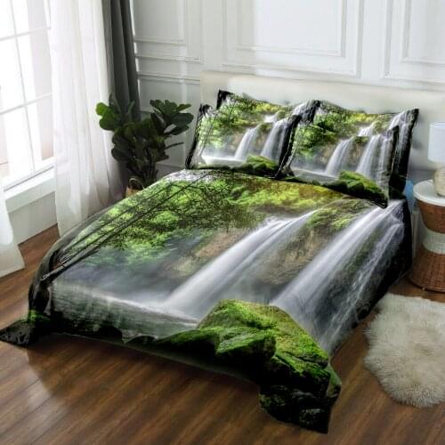 Luxury waterfall pattern 3D bedding sets duvet cover bedsheet Pillowcase Twin Queen California king size flat sheet Bed Linen