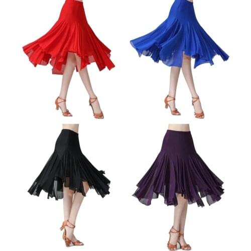 Mesh Irregular Hem Long Skirt Modern Waltz National Standard Dance Wear Splicing Big Hemlines Dancing Stage Practice