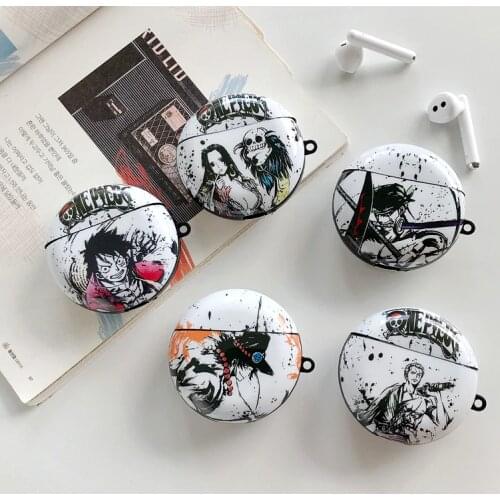 Cute Cartoon One Piece Silicone Bluetooth Earphone Case For huawei freeBuds 3 Ink painting Protection Cover Charging Box Capa