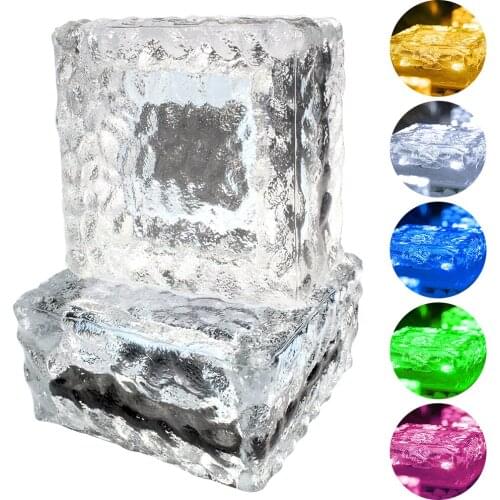 Solar Led Brick Lights Outdoor Ice Cube Lamp 4LEDs Lawn Lighting 1/2pcs IP68 Waterproof Stair Pathway Landscape Decor Light
