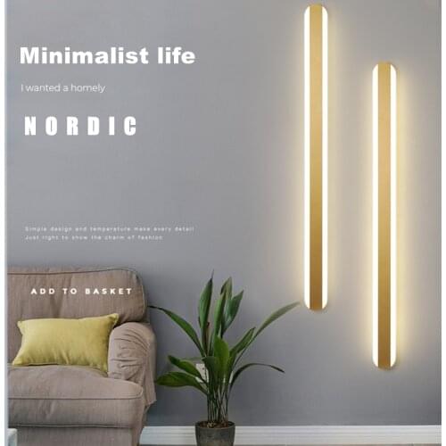 Modern LED Long Strip Wall Lamp Minimalism Indoor Iron Acrylic Sconce Light Villa Background Bedroom Porch Decoration Luminaire
