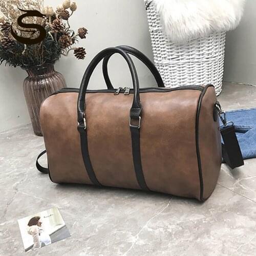 Unisex PU Leather Travel Bag Large Capacity Handbags Weekend Duffle Bag Luggage Bags Black Brown Fitness Shoulder Bags XA315M