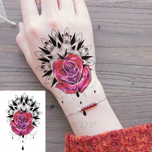Waterproof Temporary Tattoo flower red rose datura Sticker flash tatto fake tatoo body art tattoos for women men kids