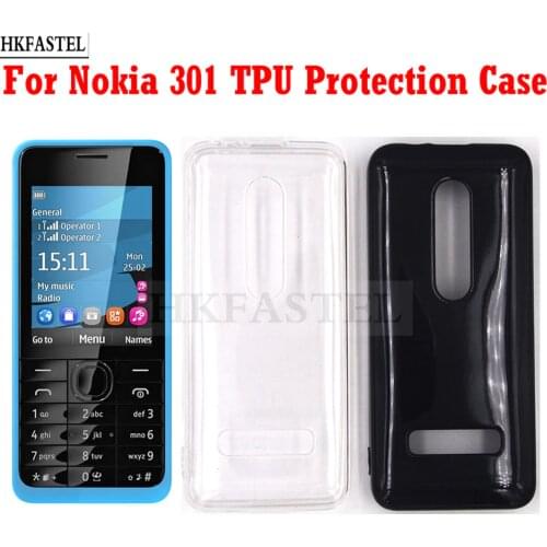 HKFASTEL Protection Case For Nokia 301 Single / Dual Sim jelly Clear Soft TPU Back Case Protection Skin Camera Protect Cover