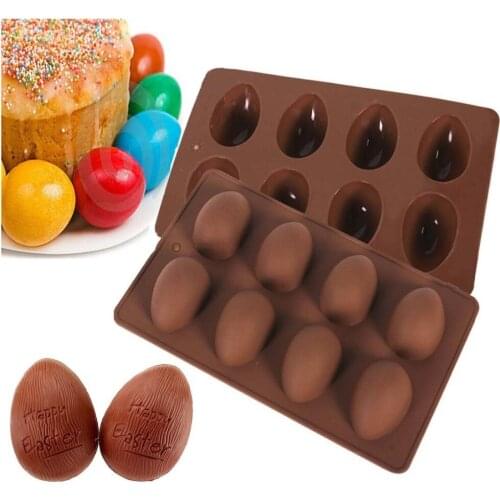 1 PC 8 holes Egg-shaped Truffles Chocolate Cake chocolate Pudding Silicone Ice tray baking mold