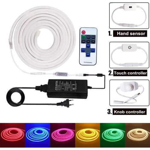 12V Dimmer Neon Strip Light Waterproof SMD 2835 120LEDs/m White Pink Yellow Red Blue Flexible LED Strip Lamp EU Plug