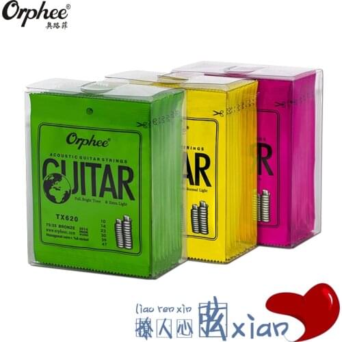 20 Sets of Orphee TX620/630/640 Acoustic Guitar Strings Hexagonal Core+8% Nickel+75/25 Phosphor Bronze Wound 1st-6th Strings