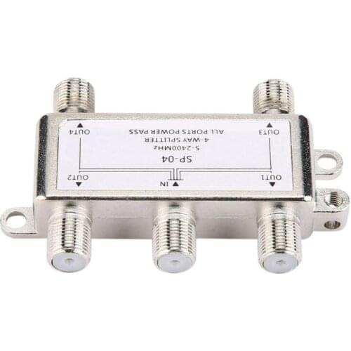 C1FB 5-2400MHz 4 Way HD Digital Coax Cable Splitter 4 Channel Satellite/Antenna TV Signal Distributor Receiver for SATV/CATV
