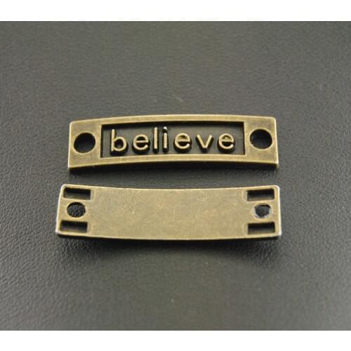 5pcs 6x27mm Bronze Letter Believe Connector Inspiration Charms DIY Handmade Jewelry Findings A343