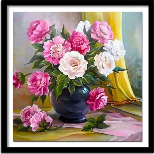 5d diamond painting peony,mazayka,diamond embroidery flowers,5d ,diamond embroidery