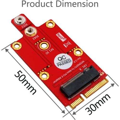 XT-XINTE M.2 Key B to Mini PCI-E mPCIe Adapter Card for 3G / 4G / 5G Module Support 3042/3052 Type M2 Key B Card Dimension