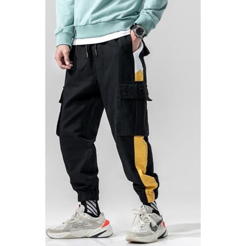EL BARCO Summer Cotton Casual Men Cargo Pants Black Hip Hop Streetwear Pencil Pants Grey Pockets Harem Male Trousers Joggers