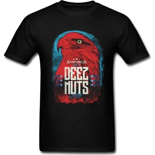 Deez Nuts In 2016 T-shirt Men T Shirt Eagle Printed Tops Black Tees Summer Cotton Clothing Funny Cartoon Tshirt O Neck
