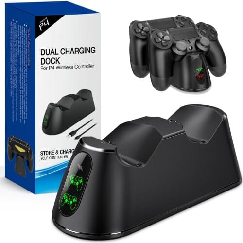 Dual Charger Dock For PS4 Controller USB Fast Charging Dock Game Controller Station For Playstation 4/PS4 Pro/PS4 Games Console
