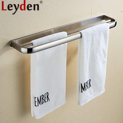 Leyden Double Towel Bars Newest Brushed Solid Brass Towel Bar Holders Wall Mounted Towel Hanger For Bathroom Accessories