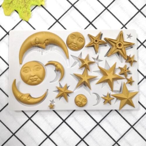 Pentagram & Moon Molds Fondant Cakes Decorating Tools Silicone Molds Sugarcrafts Chocolate Baking Tools For Cakes Gumpaste Form