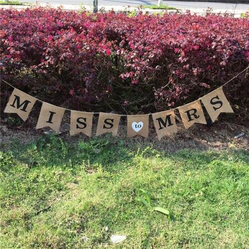 MISS TO MRS Swallowtail Banner Wedding Linen Garland Bunting for Baby Shower Kids Birthday Party Decorations Flag Craft Supplies