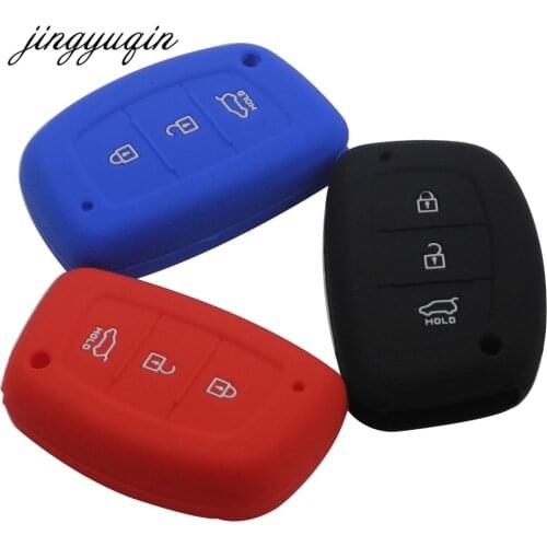 Jingyuqin 3 BUTTON SMART SILICONE KEY CASE COVER FOR HYUNDAI TUCSON IX35 SOLARIS i25 i30 MISTRA ACCENT