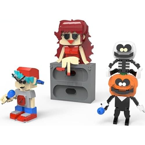 MOC Music Game Boyfriend Girlfriend Skid Pump Creative Building Block Model Friday Night Funkin Kids Toys DIY Bricks Best Gifts