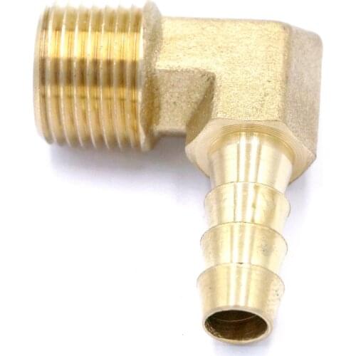 3/8" NPT Male x 5/16" Hose Barb Tail Elbow Brass Fuel Fitting Connector Adapter