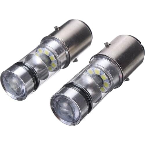 Mayitr 2pcs 12/24V 100W BA20D 6000K White Motorcycle LED Hi/Low Headlight Light Scooter Moped ATV Day-time Running Light Lamp