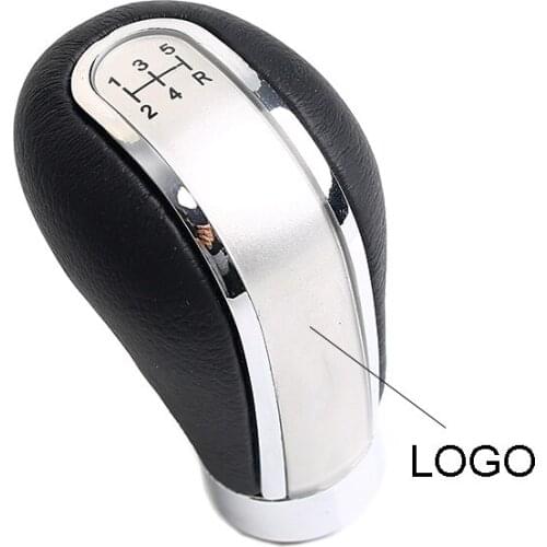 MO 5 Speed Manual or Automatic Shift Knob Leather Silver Universal Racing Gear Shift Gearshift Knob Transmission Car Tuning