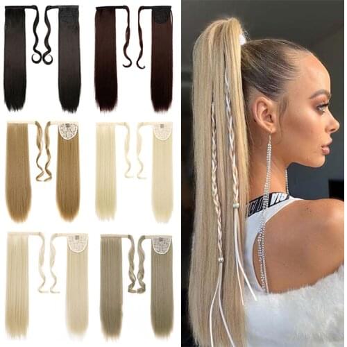 XUANGUANG Fashion long Straight ponytail hair wave ponytail wig ponytail Synthetic Clip In Ponytail heat resistant Ponytail