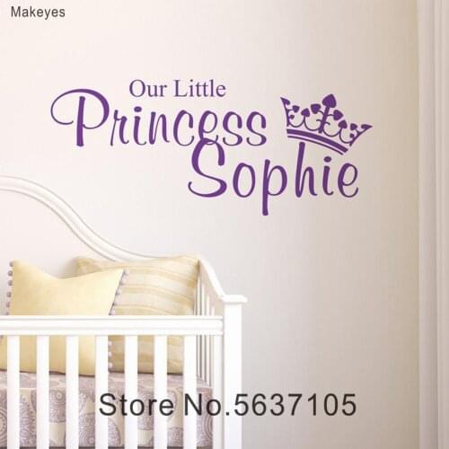 Makeyes Custom Name Wall Sticker Wall Decals Home Kids Bedroom Decor Crown Princess Girls Wall Sticker Huose Murals Vinyl Q110