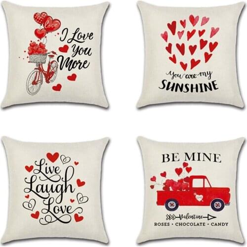 Cushion Cover Throw Pillow Covers Valentines Day Red love heart balloon truck bike Decorative Pillow Cases wedding decoration