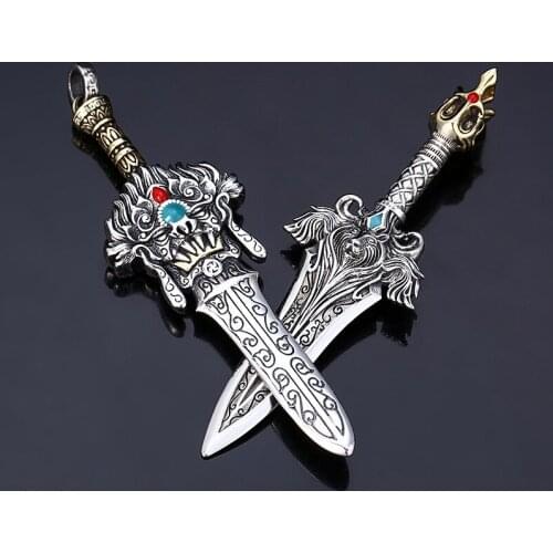 New 100% real s925 pure silver sword pendant mfor man Puba King Kong sword shape pendant retro style handmade silver man pendant