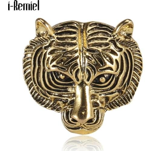 New Retro Chinese Zodiac Tiger Head Brooch Suit Lapel Pins Alloy Metal Animal Collar Pin Badge Corsage Accessories Gifts for Men